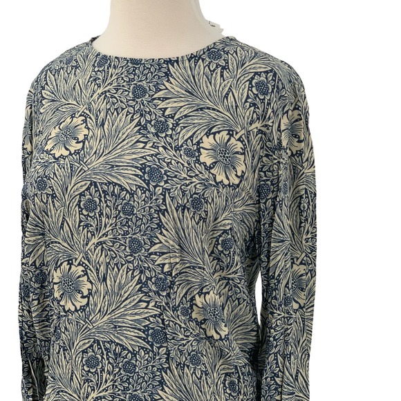 Morris & Co x H&M Long Sleeve Pullover Top Navy/Cream Floral Size 4 NWT - Picture 2 of 10